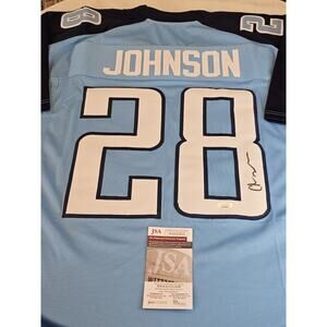 Chris Johnson Autographed/Signed Jersey JSA COA Blue Custom Jersey